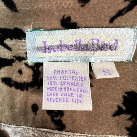Vintage Isabella Bird Velvet Floral Maxi Wrap Dress Tan Black Small - Picture 9 of 16